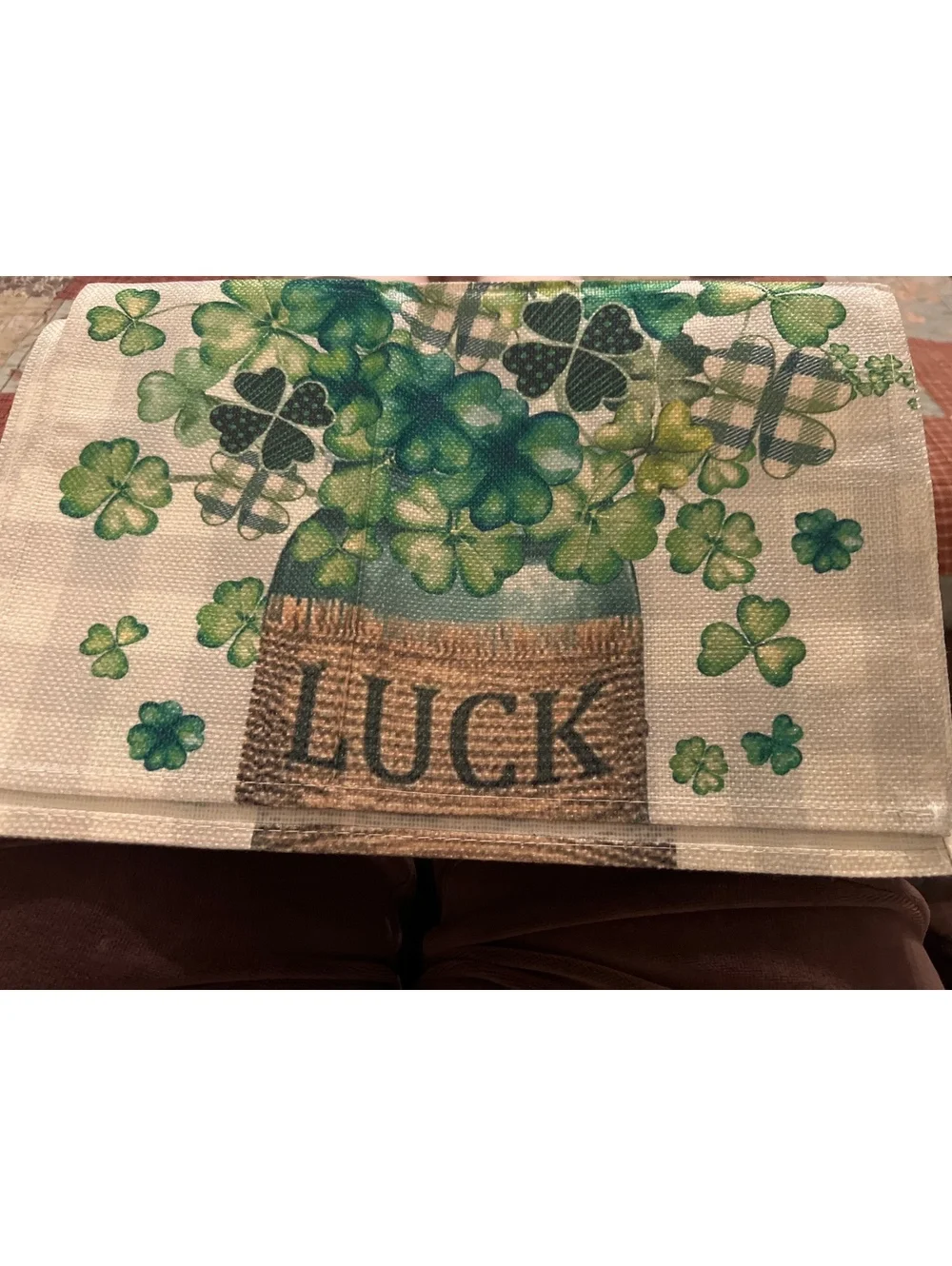 Decorative St. Patrick's Day Table Runner with Luck and Shamrock Design